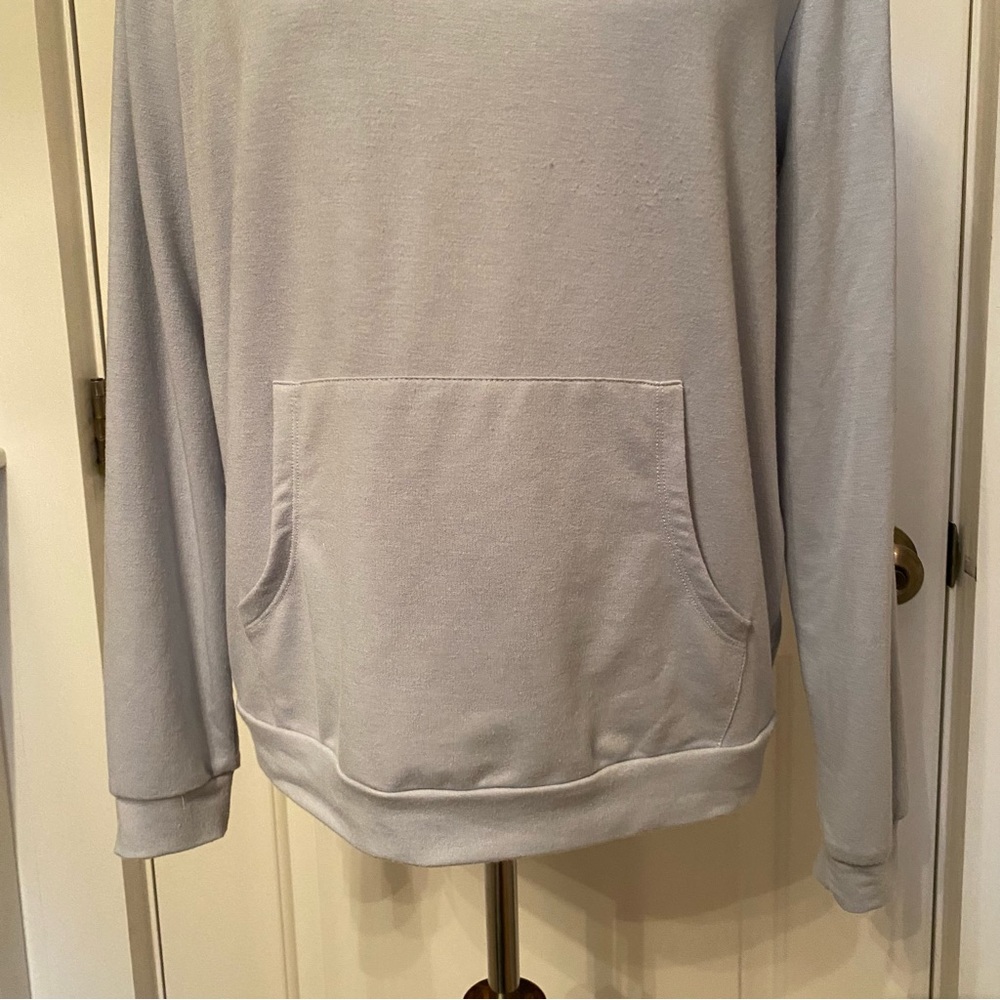 FOR THE REPUBLIC TOP HOODIE SWEATSHIRT LIGHT BLUE LIGHTWEIGHT KANGAROO POCKET S - Picture 4 of 10